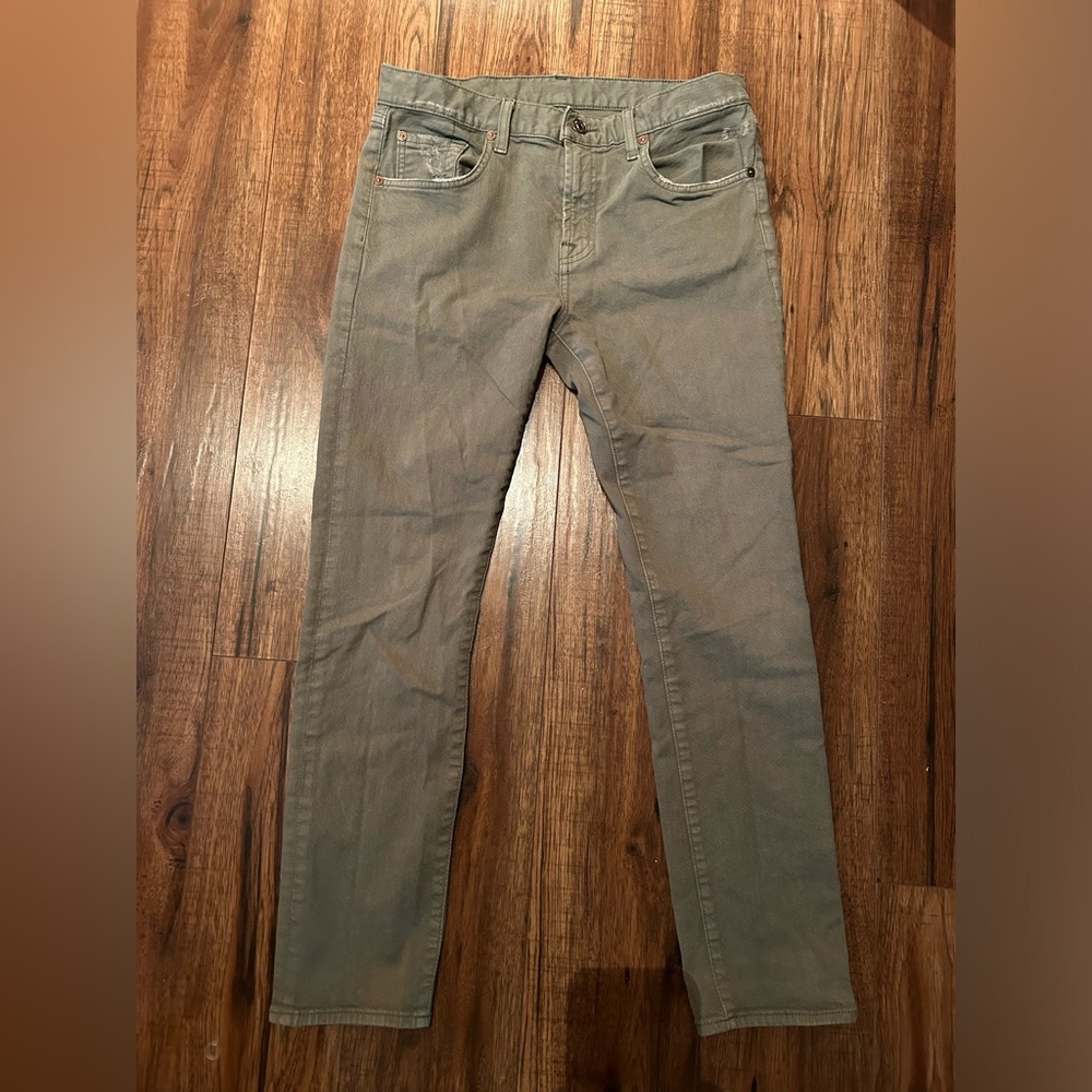 7 For All Mankind - Olive Mid Rise Jeans